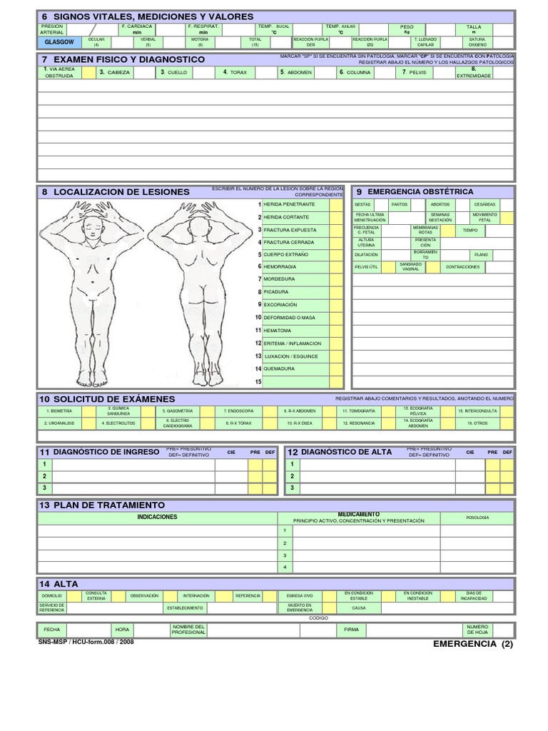 Form. 008 - 2008 - Emergencia - Reverso | PDF | El embarazo ...