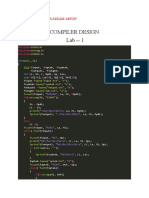 Compiler Design Lab - 1: Name: Suktey Tuljaram Arjun MIS NO.: 112015145