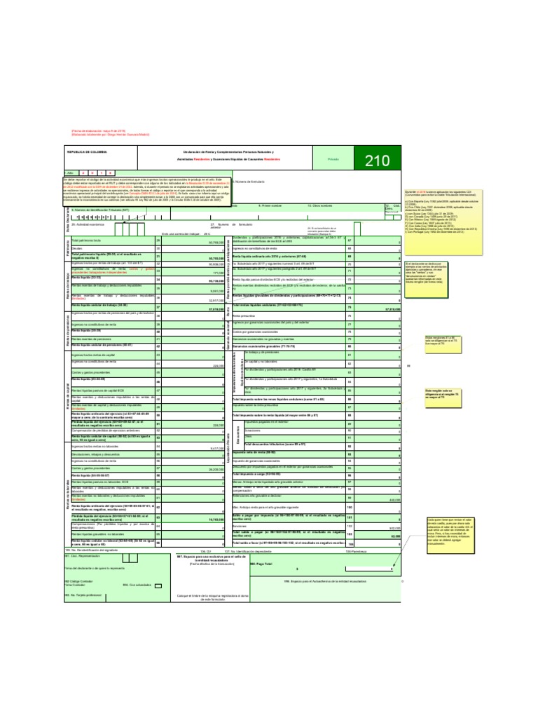 Formulario de Declaración de Renta 2018 | PDF | Impuesto sobre la renta ...