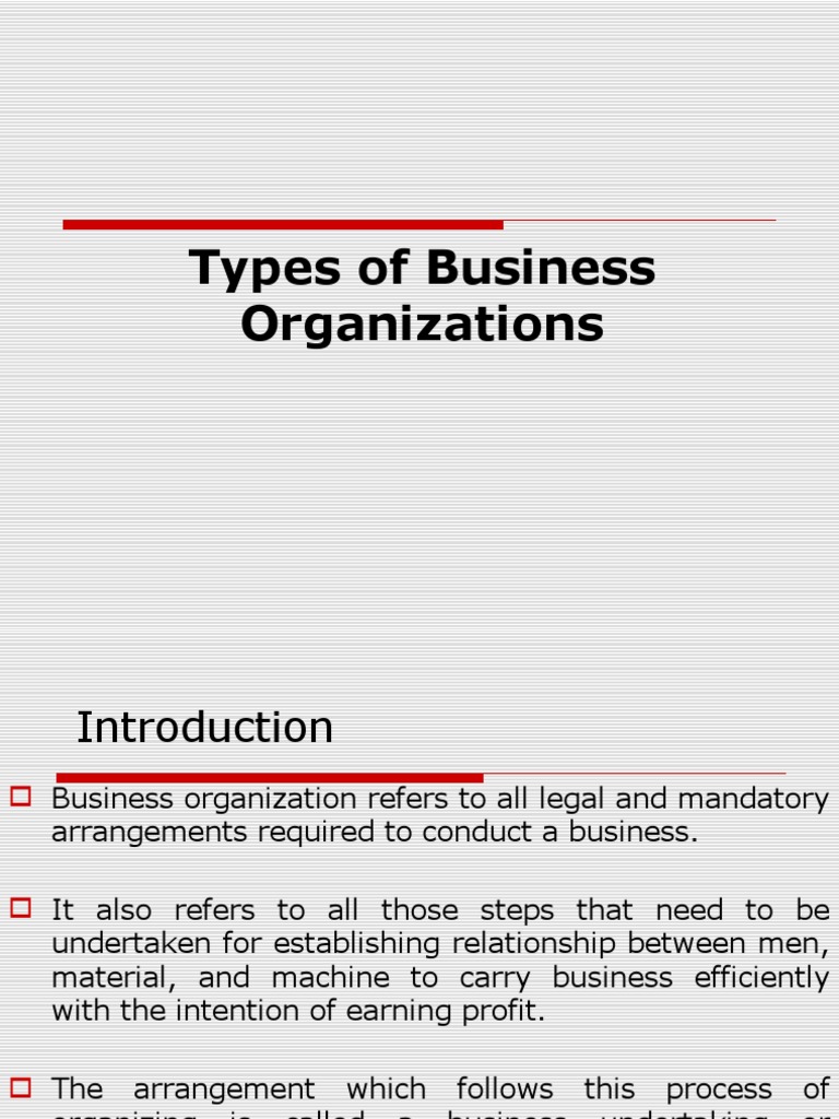 Types of Business Organizations Explained | PDF | Partnership | Joint ...