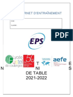 Carnet d&#039 Entrainement TENNIS de TABLE