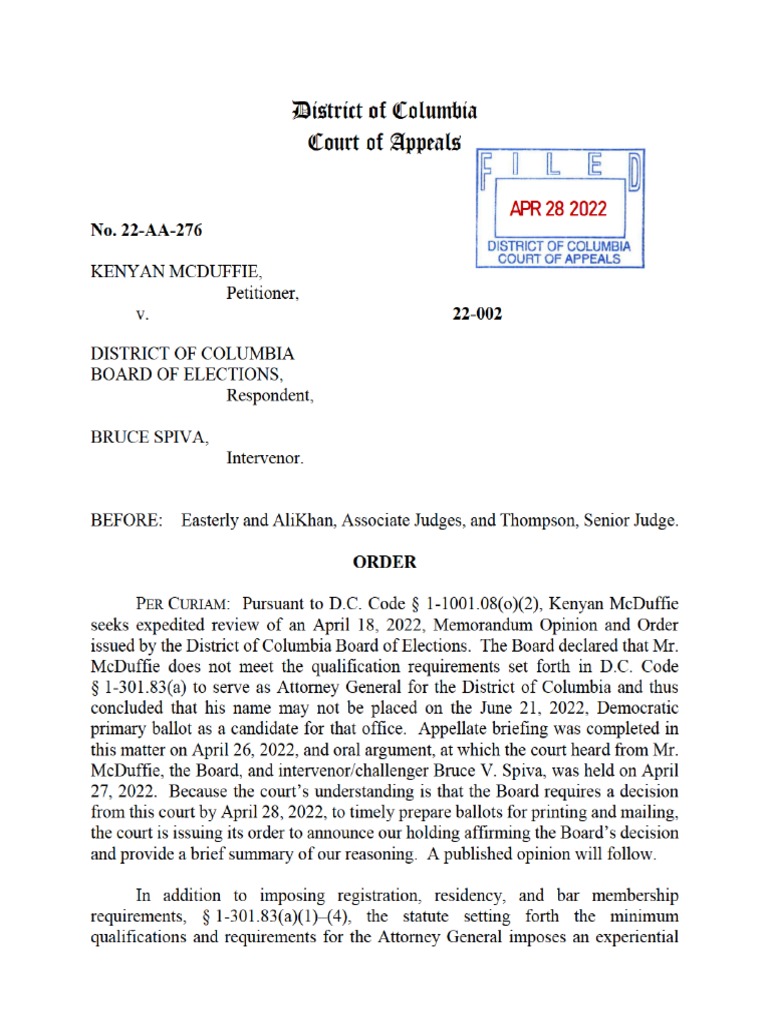 Order Granting Motion For Summary AffirmanceReversal PDF Statutory Interpretation Justice