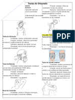 Testes ortopédicos para coluna, mão e punho