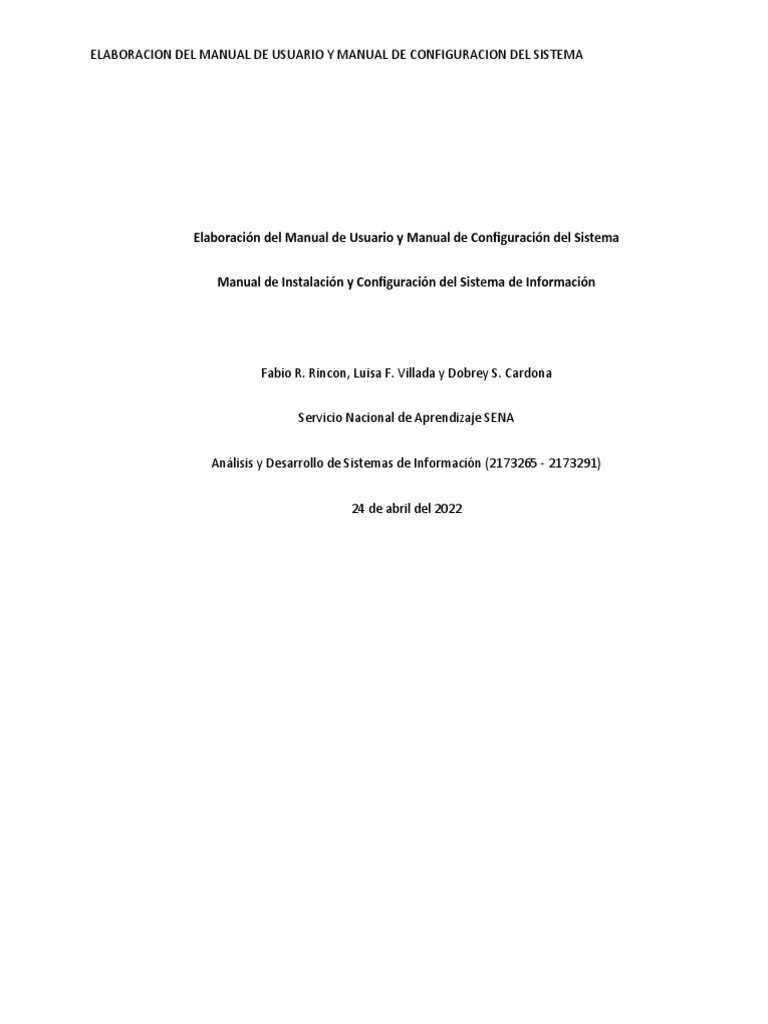 Manual de Configuración del Sistema | PDF | Usuario (informática ...