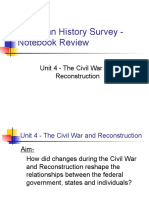 American History Survey - Notebook Review: Unit 4 - The Civil War and Reconstruction