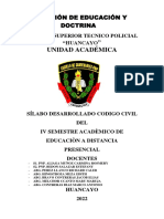 Código Civil en el IV semestre de la Escuela Técnico Policial de Huancayo