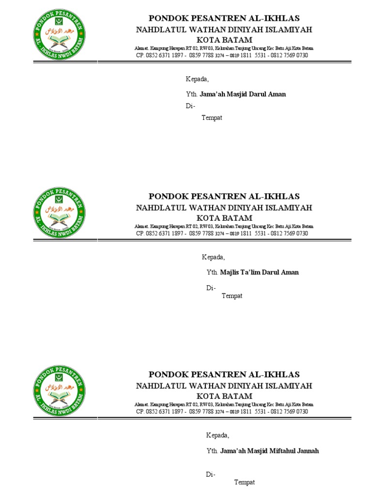 CONTOH AMPLOP Surat Undangan Acara | PDF