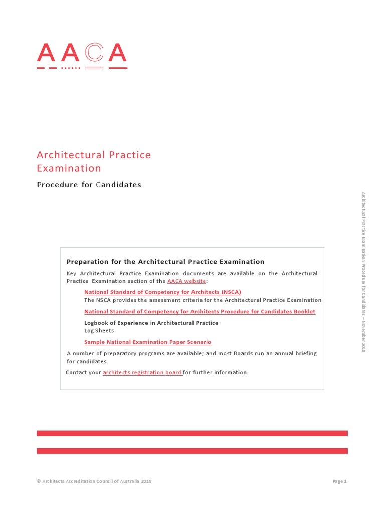 Architectural Practice Examination: Procedure For Candidates | PDF ...