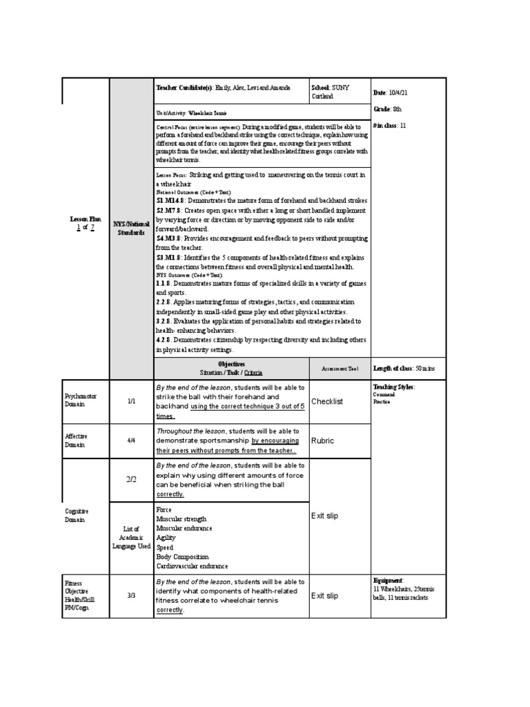 Wheelchair Tennis Lesson Plan Pdf Racquet Sports Ball Games