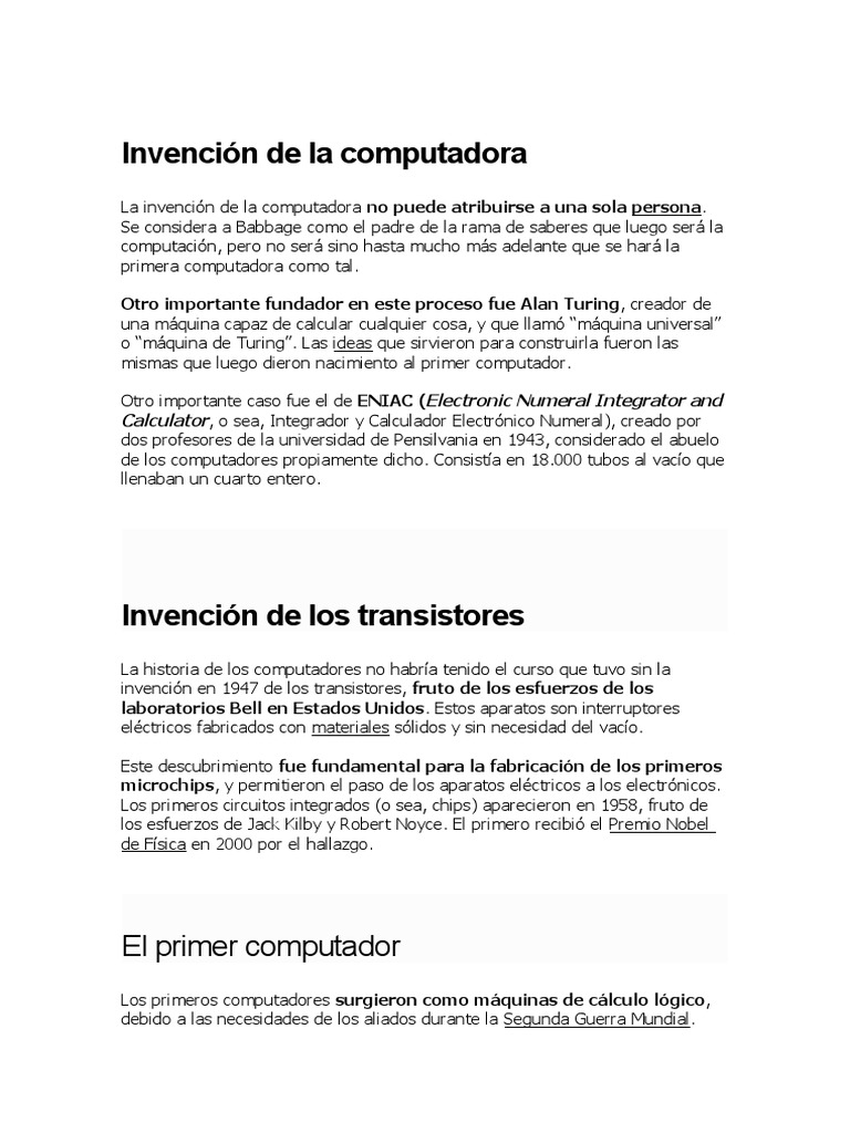 Invención de La Computadora | PDF | Circuito integrado | Hardware de la ...