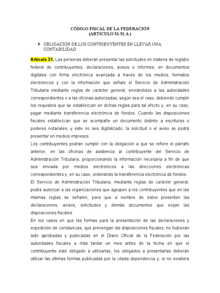 Obligaciones de Contribuyentes en CFF | PDF | Contabilidad | Impuestos