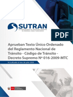 Texto Único Ordenado Del Reglamento Nacional de Tránsito DS #016 2009 MTC