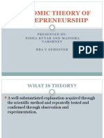 Economic Theory of Entrepreneurship: P Resented By: Nisha Ku Tar and Manisha Var Shney Bba V Semester