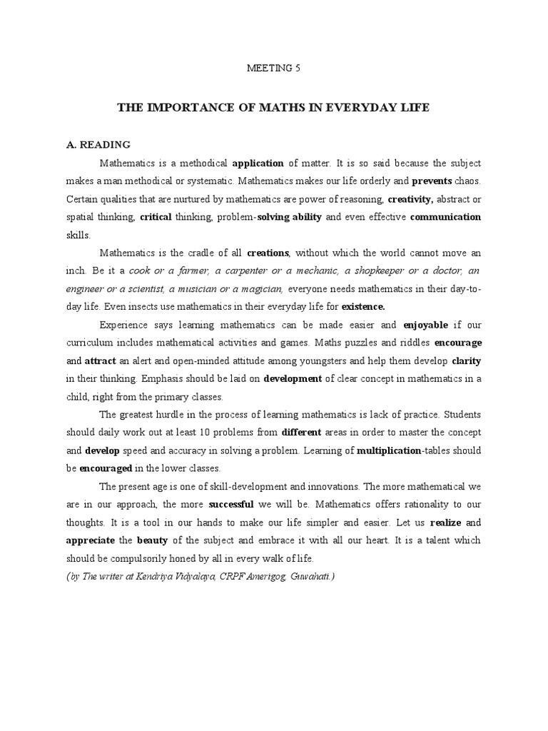 Importance of Maths in Everyday Life | PDF | Percentage | Mathematics