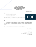 Sub: - Black Listing of Firm M/s The Somya Pyrotek Services in The UPSC