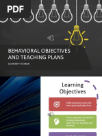 Behavioral Objectives and Teaching Plans: Laicherry Y. Roman