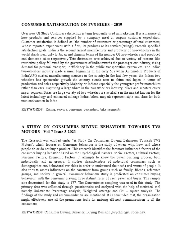 Review of Literature PDF Customer Satisfaction Motorcycle