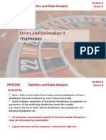 Errors and Estimation II: - Estimators