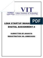 Lean Startup Management Digital Assignment-4: Submitted By-Ananya REGISTRATION N0.-20BEC0202