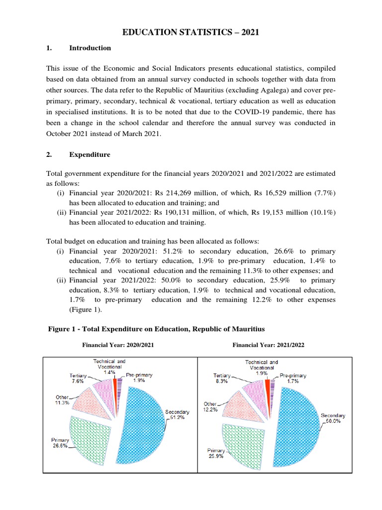 Mauritius Education Statistics 2021 | PDF