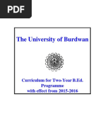 The University of Burdwan: Curriculum For Two-Year B.Ed. Programme With Effect From 2015-2016