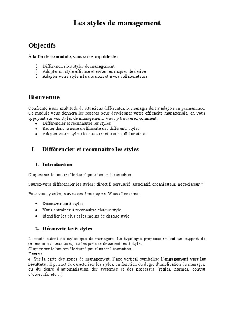 Styles de management efficaces | PDF | Évolution de carrière | Affaires
