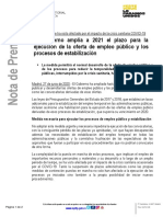 El Gobierno Amplía A 2021 El Plazo para La Ejecución de La Oferta de Empleo Público y Los Procesos de Estabilización