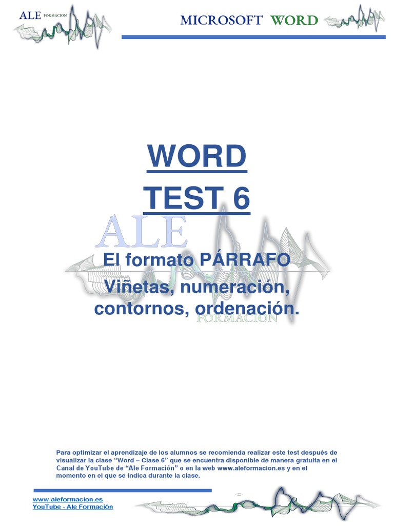 Test de Word: Formato de Párrafo y Viñetas | PDF | Youtube | Informática