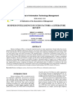 Business Intelligence Success Factors: A Literature Review: Journal of Information Technology Management