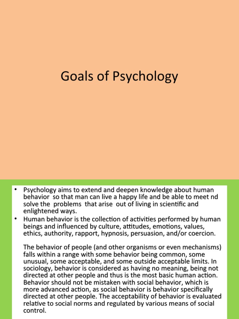 Goals and Objectives of Psychology | PDF | Career & Growth | Self ...