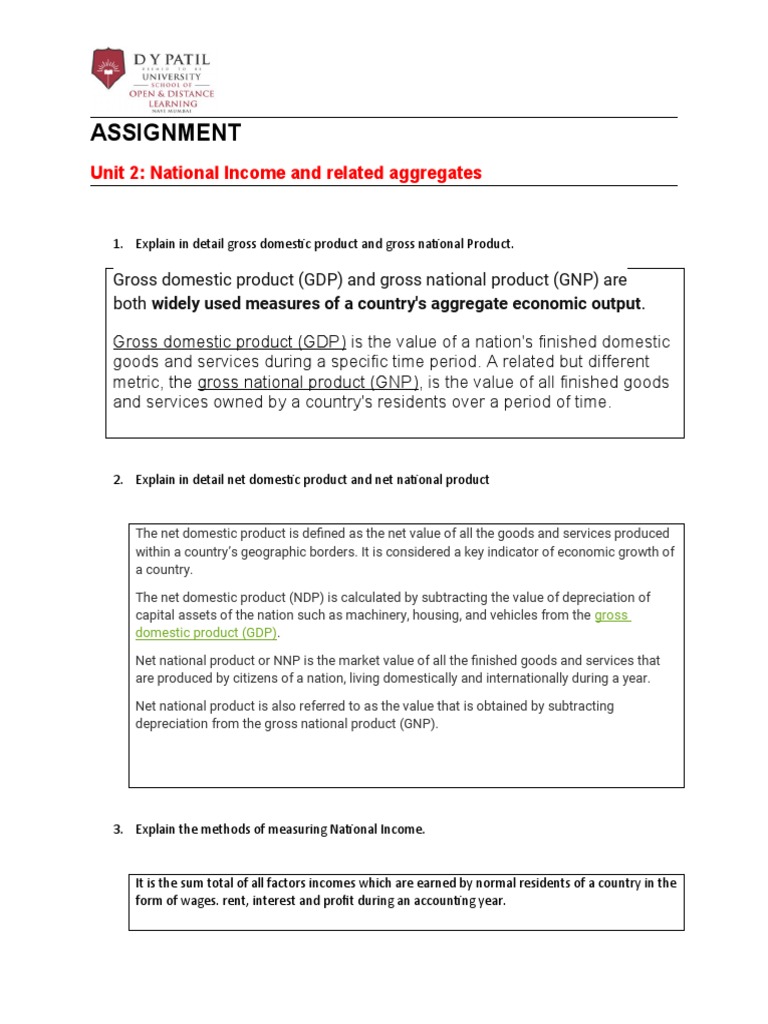 National Income and Its Key Aggregates | PDF