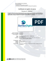 Certificado de registro de marca de serviços odontológicos