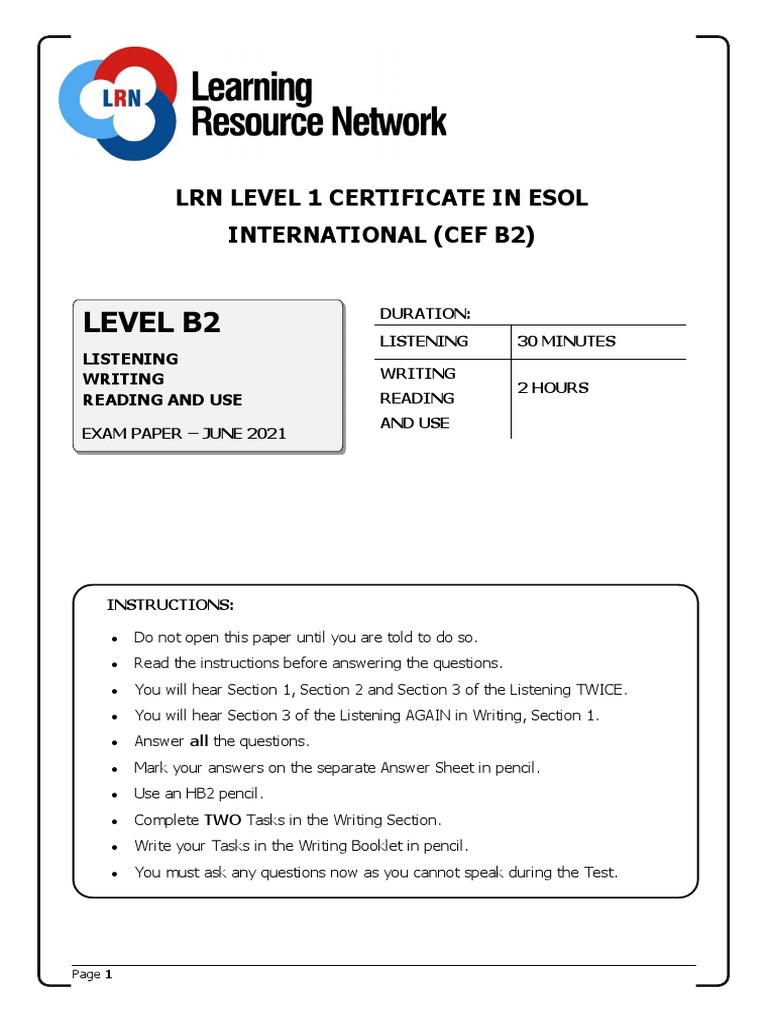 Nocn Past Papers B2