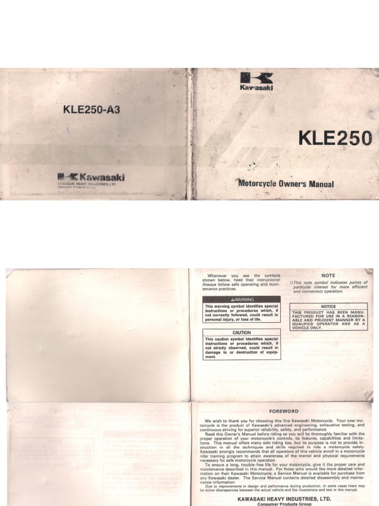 Kawasaki ANHELO KLE250-A1 サービスマニュアル KLE 250 Anhelo Manual | PDF