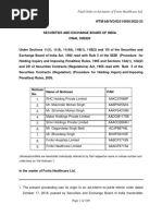 Final Order in The Matter of Fortis Healthcare LTD