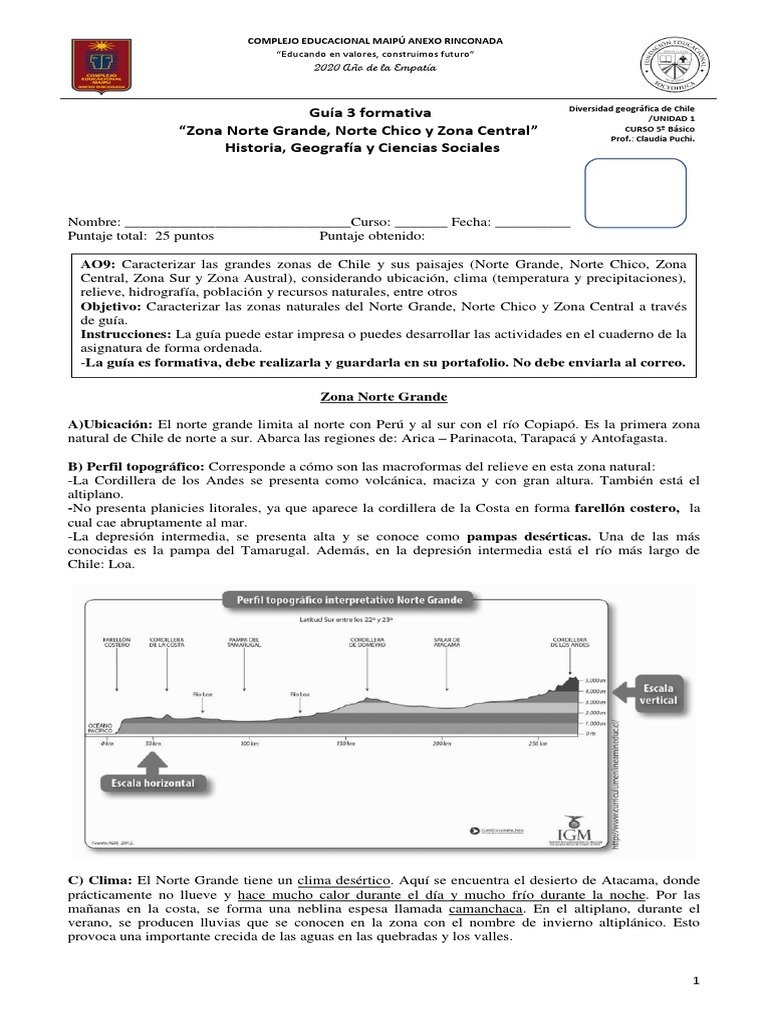 Características del Norte Grande y Chico de Chile | PDF | Andes | Chile