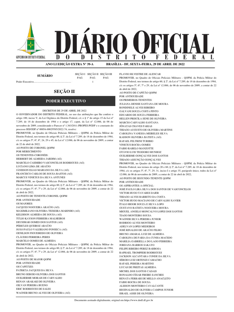 Dodf 039 29042022 Edicao Extra A PDF Hierarquia Militar