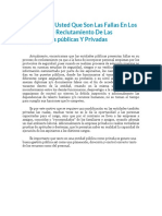 Cuáles Cree Usted Que Son Las Fallas en Los Procesos de Reclutamiento de Las Instituciones Públicas Y Privadas