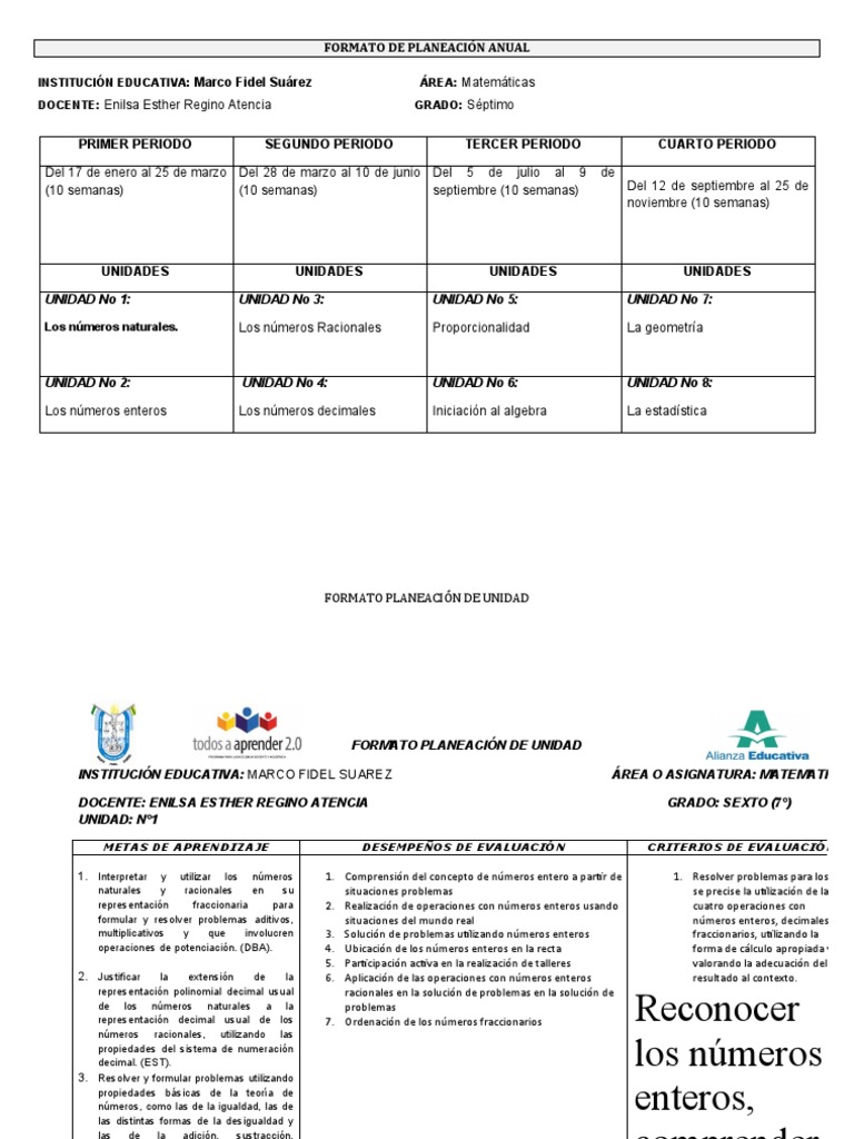 Plan de Clase Grado 7° | PDF | Números | Número racional