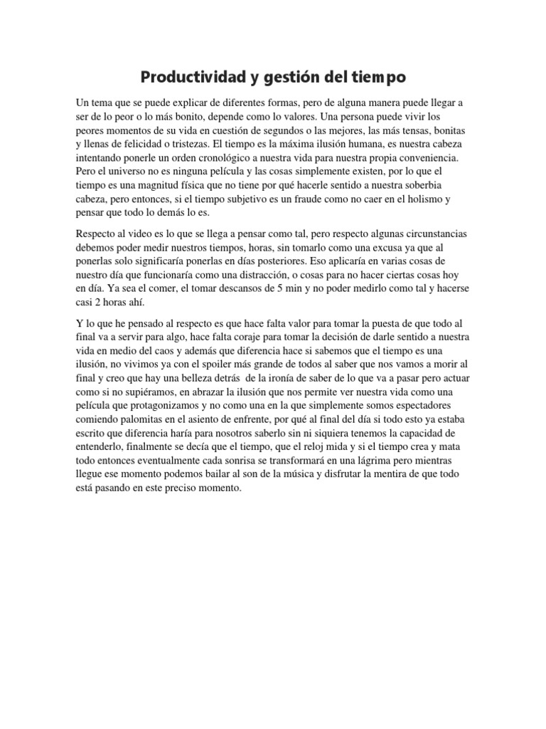 Productividad y Gestión Del Tiempo | PDF | Relaciones personales ...