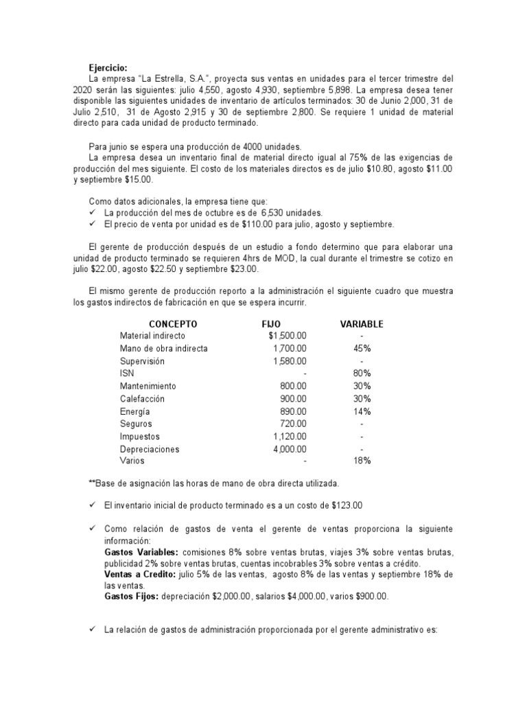 Presupuesto de Ventas y Egresos 2020 | PDF | Costo | Inventario