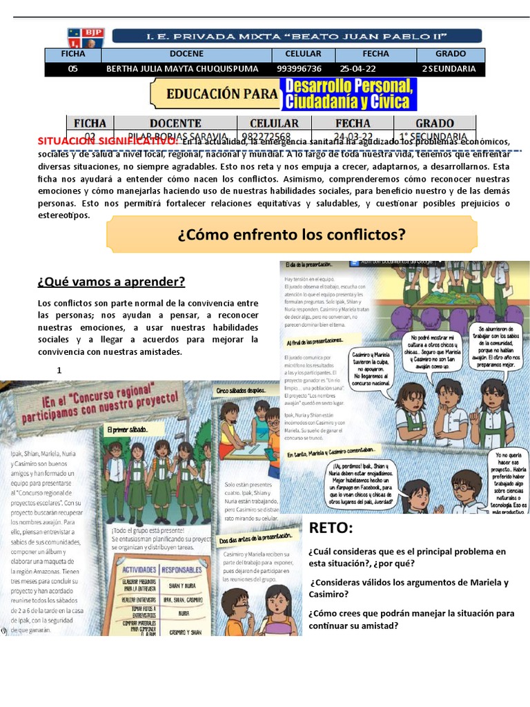 Manejo de Conflictos y Personajes | PDF | Las emociones | Ciencia cognitiva