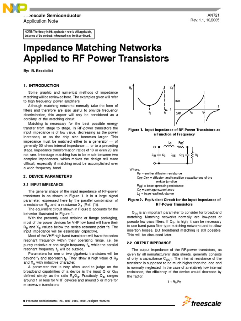Impedance Matching Networks Applied To RF Power Transistors