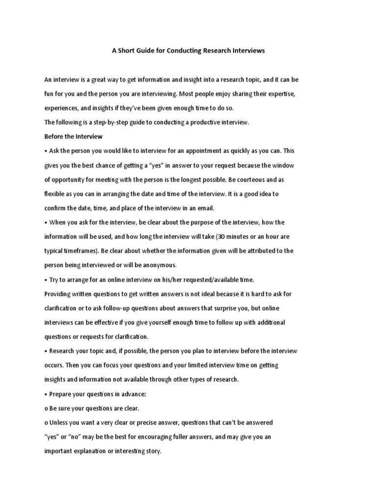 Guide to Effective Research Interviews | PDF | Interview ...