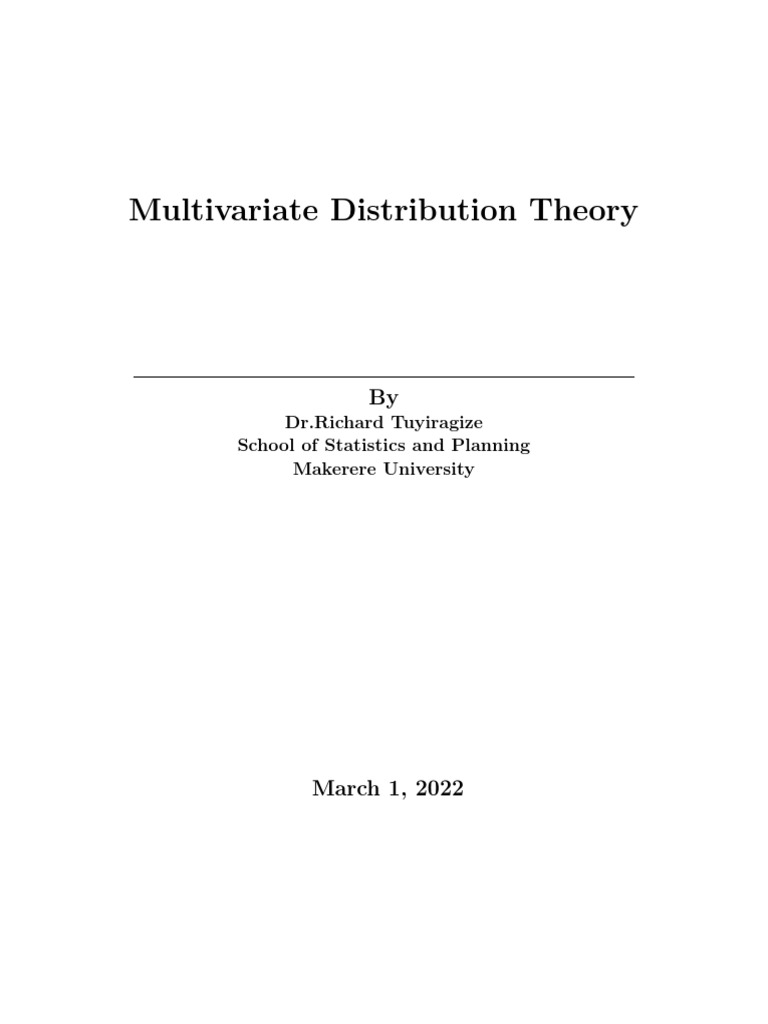 Advanced Multivariate Statistics | PDF | Probability Density Function ...