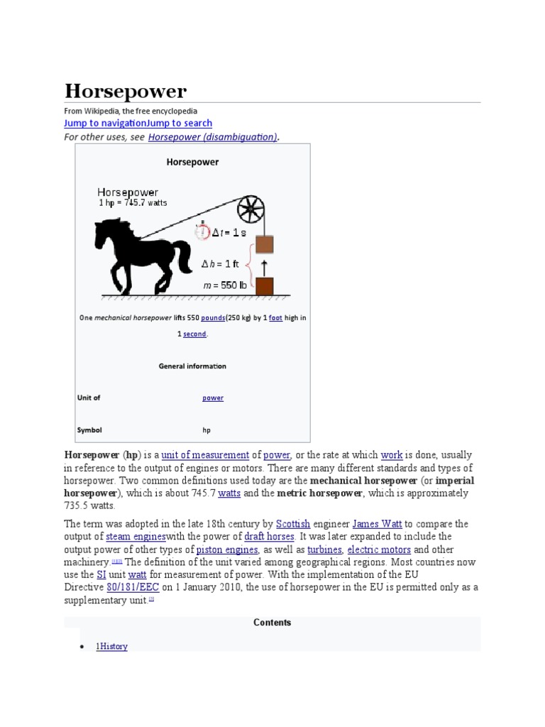 Horse Power PDF Horsepower Mechanical Engineering