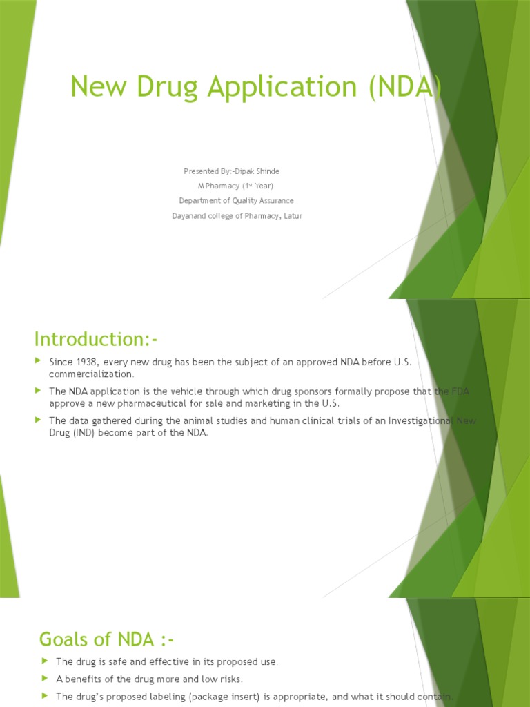 Overview of New Drug Application (NDA) | PDF | Medicinal Chemistry ...