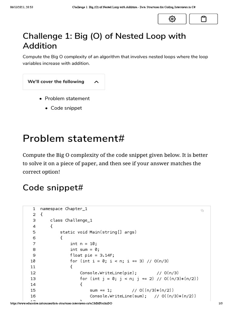 05 Challenge 1 - Big (O) of Nested Loop With Addition - Data Structures ...