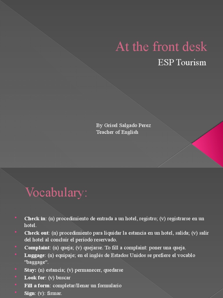 At The Front Desk PDF Baggage Waiting Staff