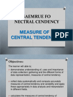 Saemrue Fo Nectral Cendency: Measure of Central Tendency